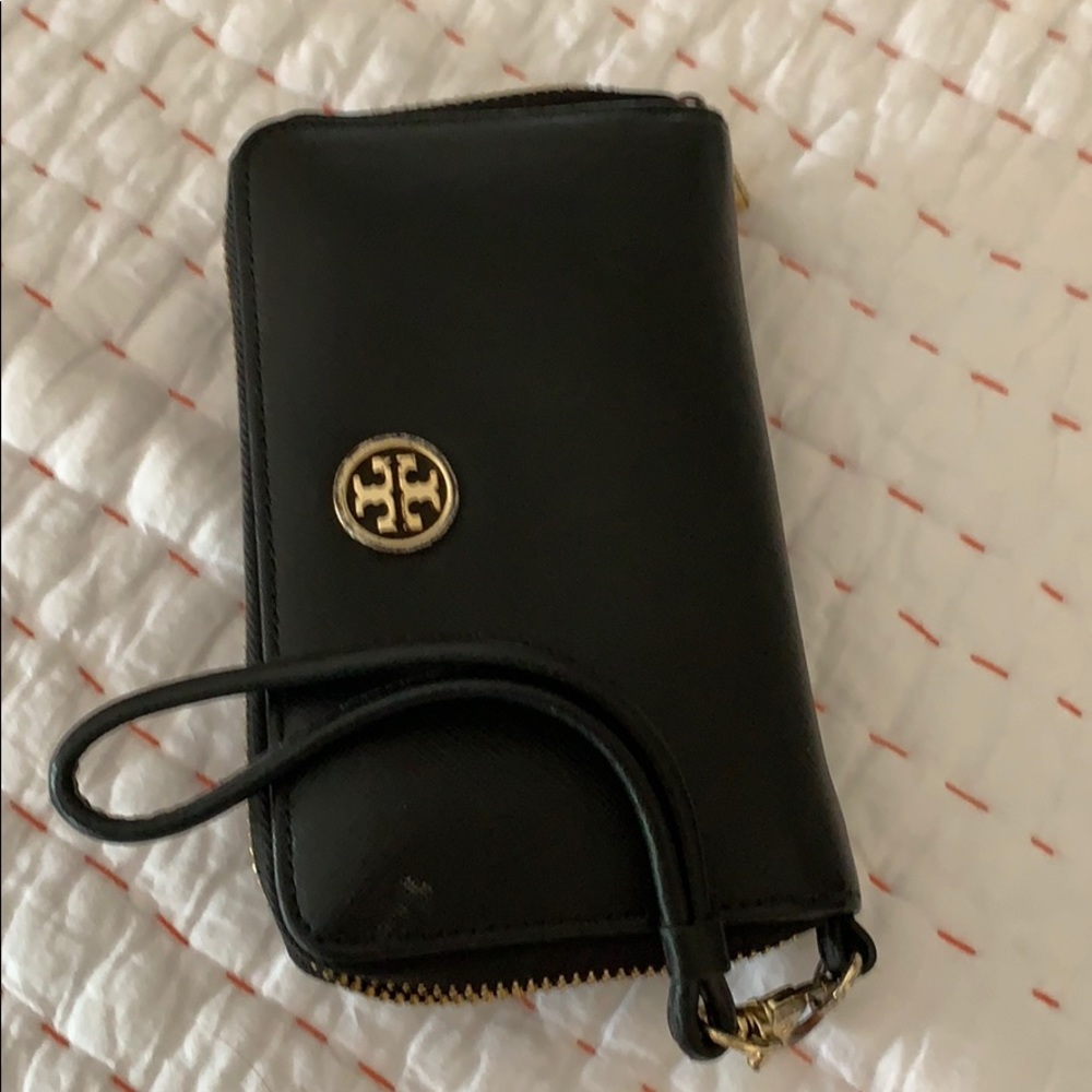 Tory burch leather black wallet